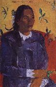 Paul Gauguin Woman holding flowers oil painting artist